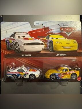 Mattel Cars Pat Traxson & Jeff Gorvette 2-Pack - White & Yellow